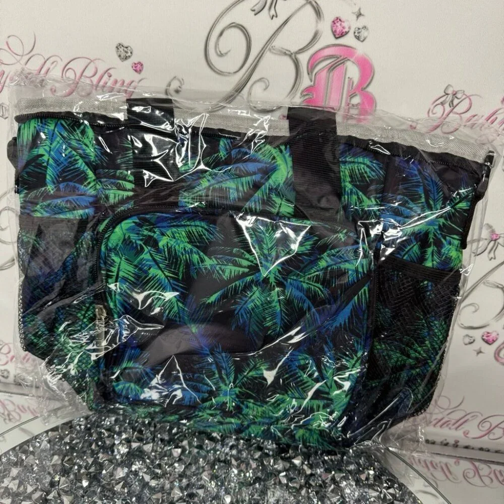 Cooler bag chill paradise from Hawaii palm trees black green blue cold bag beach
